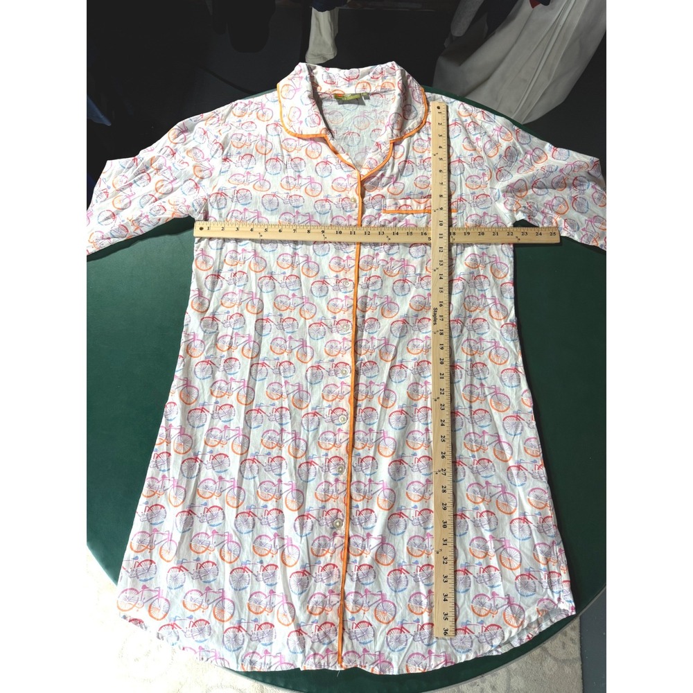Rock Flower Paper Cotton Nightshirt XL Bicycle Print Sleep Shirt Lounge Relax - Picture 6 of 7